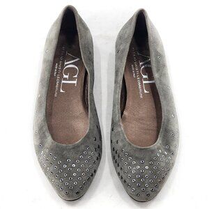 AGL Attilio Giusti Leombruni Suede Grommet Studded Ballet Flats